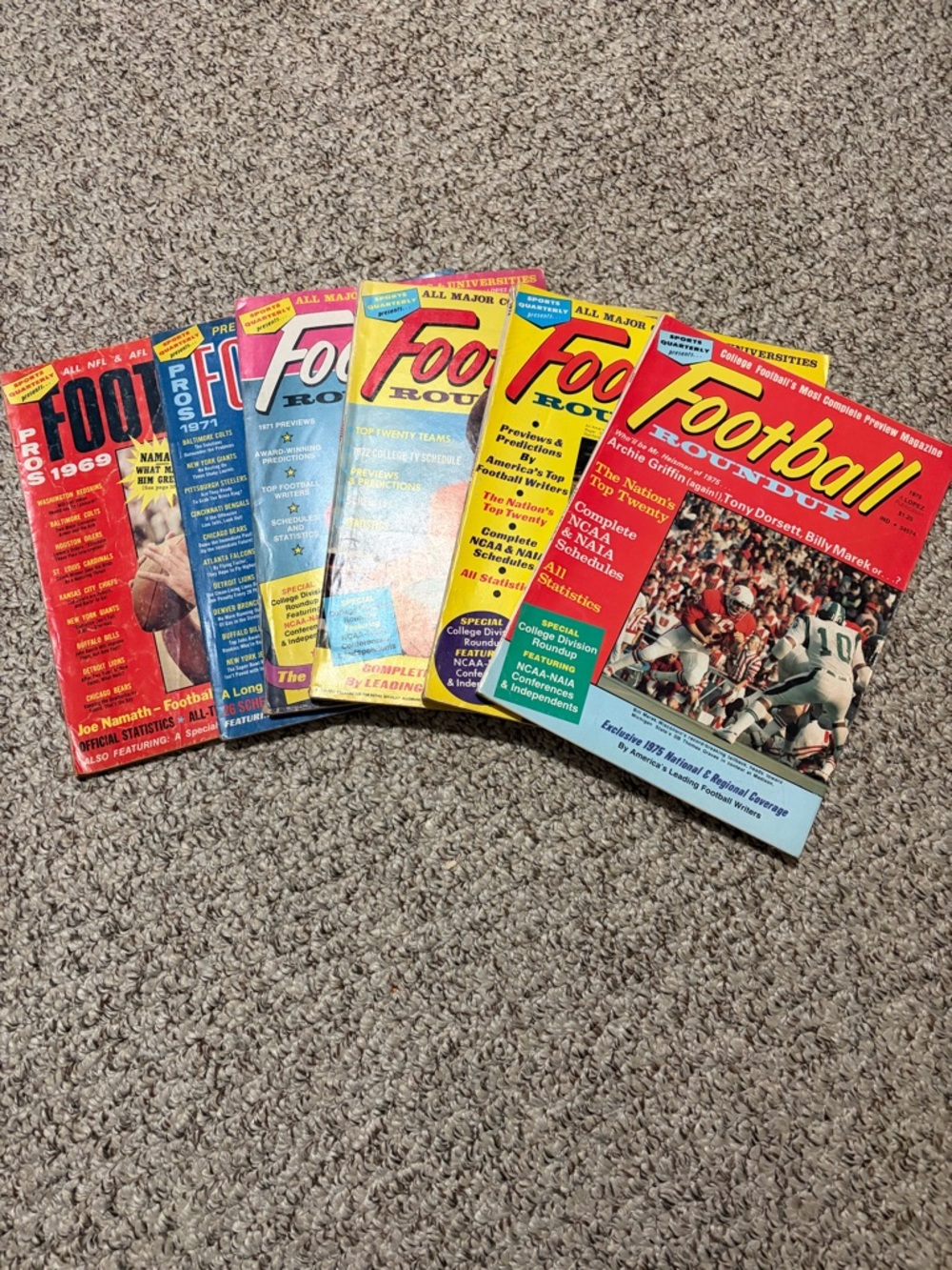 Vintage Sports Quarterly Football Roundup Magazines 1969-1975